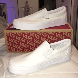 Plain white vans slip on
